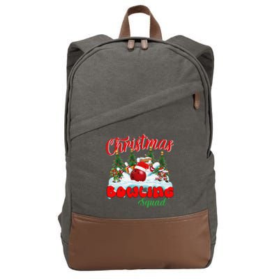 Funny Christmas Bowling Squad Dabbing Santa Elf Cotton Canvas Backpack