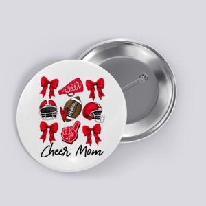 Football Coquette Bow Cheer Mom Red Button