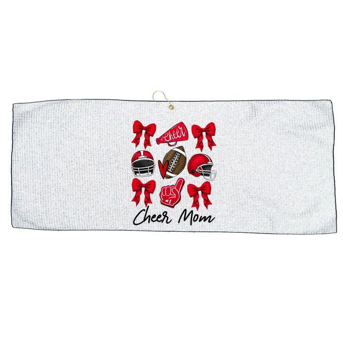 Football Coquette Bow Cheer Mom Red Large Microfiber Waffle Golf Towel