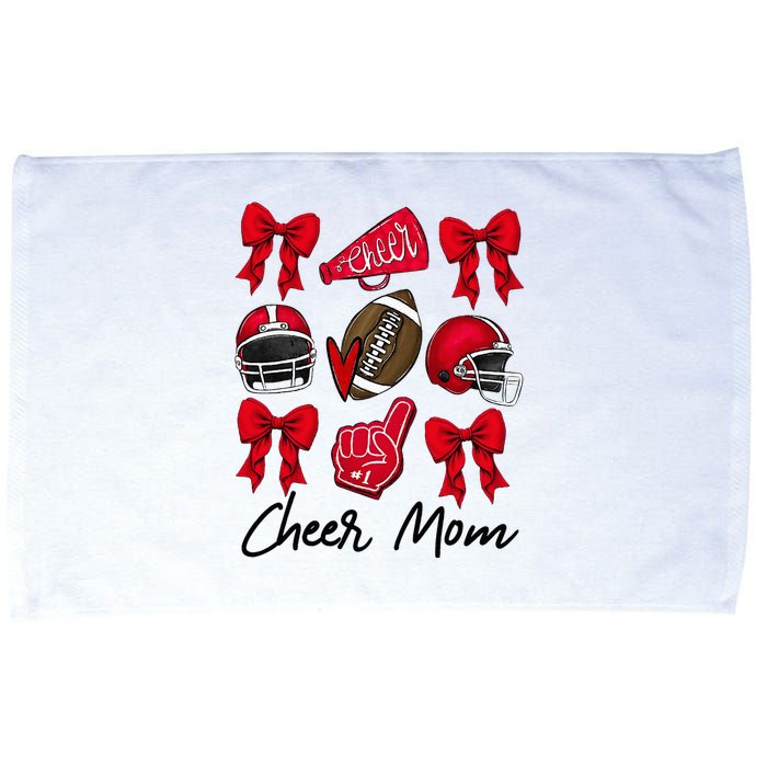 Football Coquette Bow Cheer Mom Red Microfiber Hand Towel