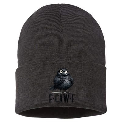 F-Caw-F  Crow  Bird Funny Crow F-Caw-F   Sustainable Knit Beanie