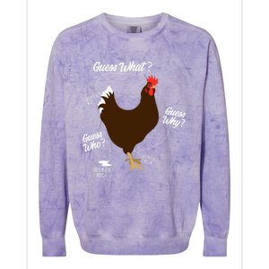 Funny Chicken Butt Guess Why? Farm Cool Gift Colorblast Crewneck Sweatshirt