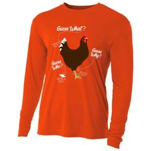 Funny Chicken Butt Guess Why? Farm Cool Gift Cooling Performance Long Sleeve Crew