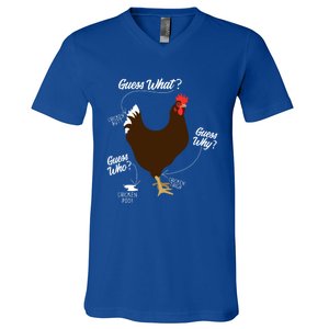 Funny Chicken Butt Guess Why? Farm Cool Gift V-Neck T-Shirt