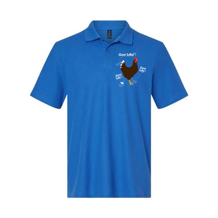 Funny Chicken Butt Guess Why? Farm Cool Gift Softstyle Adult Sport Polo