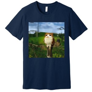 Funny Cat Bird Meme Brainrot Gen Z Bird Cat Meme Premium T-Shirt