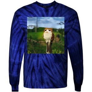 Funny Cat Bird Meme Brainrot Gen Z Bird Cat Meme Tie-Dye Long Sleeve Shirt