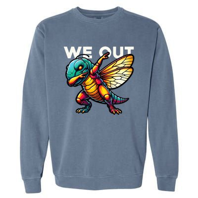 Funny Cicada Bugs Emergence Season Cicadasaurus Broods 2024 Garment-Dyed Sweatshirt