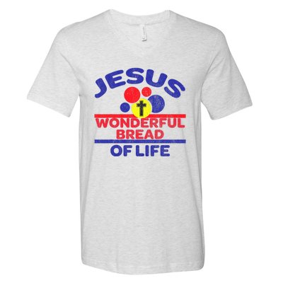 Funny Christian Bible Verse Jesus Is The Bread Of Life V-Neck T-Shirt