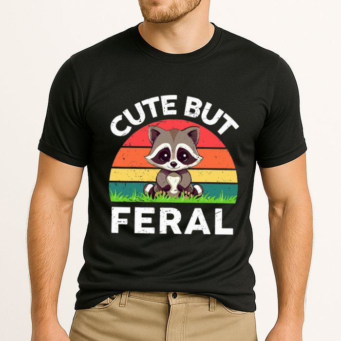 Funny Cute But Feral Raccoon Cooling Performance Crew T-Shirt