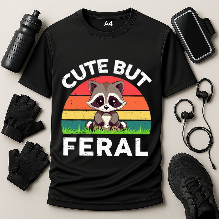 Funny Cute But Feral Raccoon Cooling Performance Crew T-Shirt