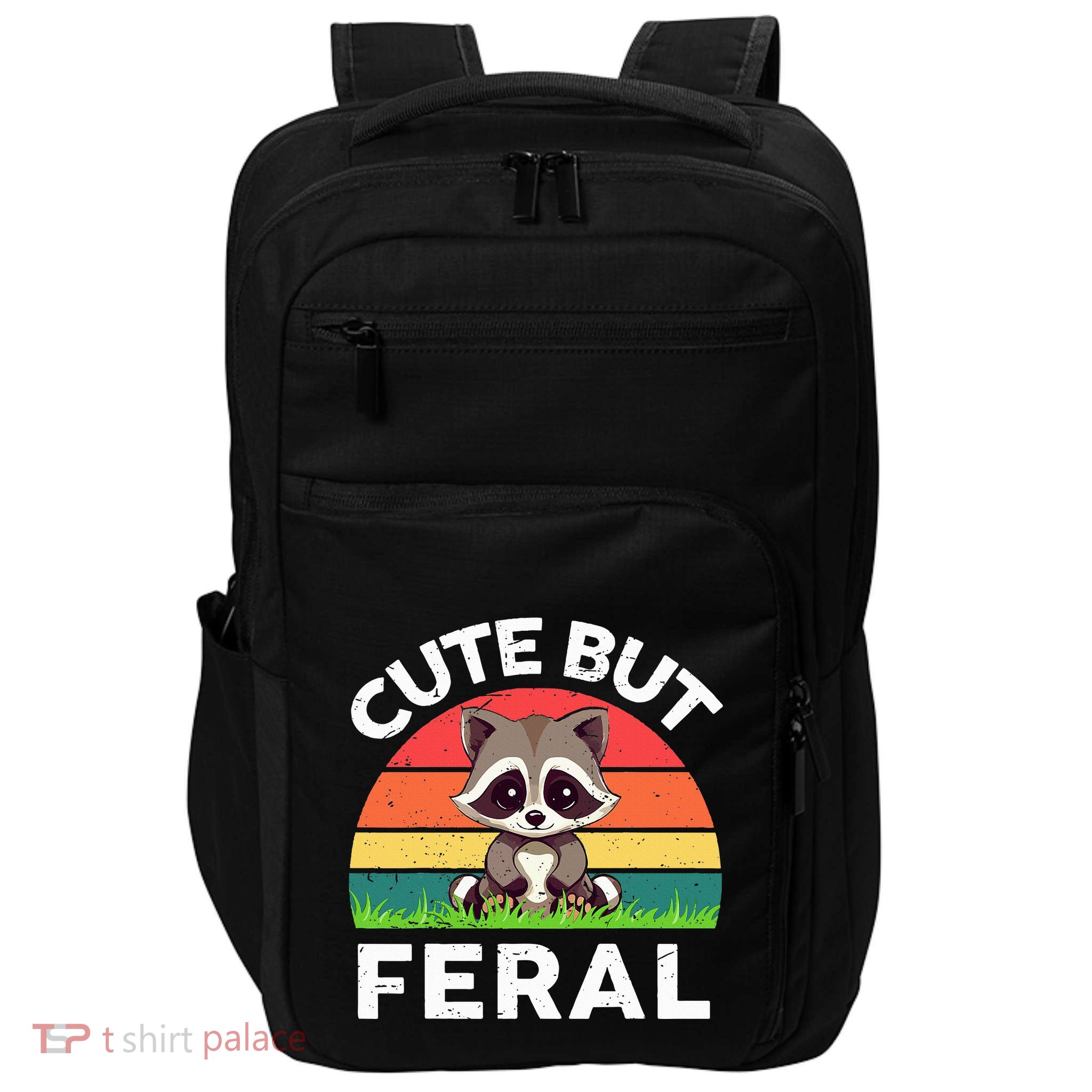 Funny Cute But Feral Raccoon Impact Tech Backpack