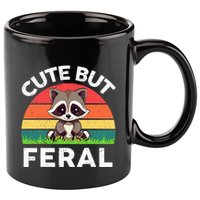 Funny Cute But Feral Raccoon 11oz C Handle Ceramic Mug