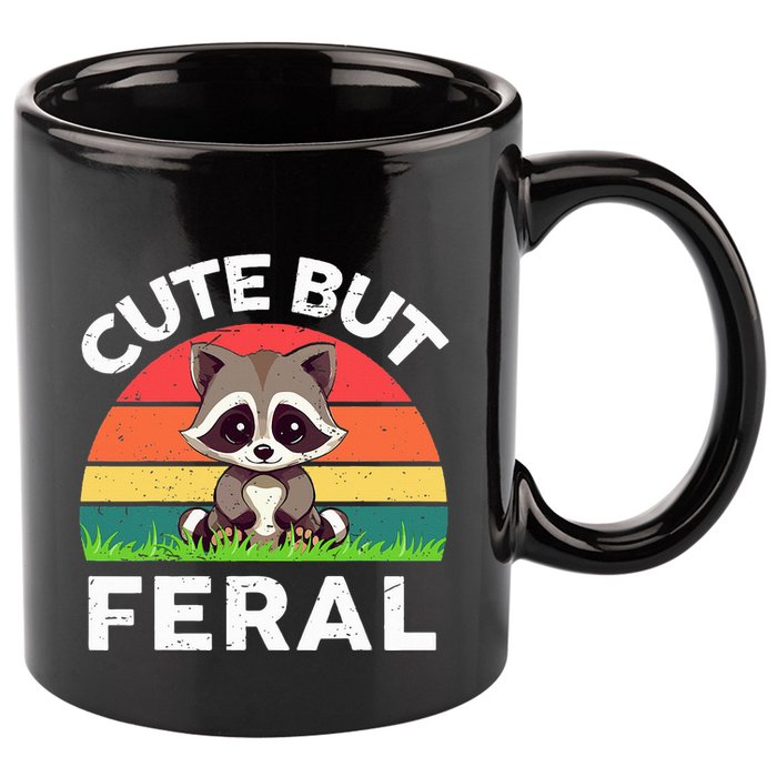 Funny Cute But Feral Raccoon 11oz C Handle Ceramic Mug
