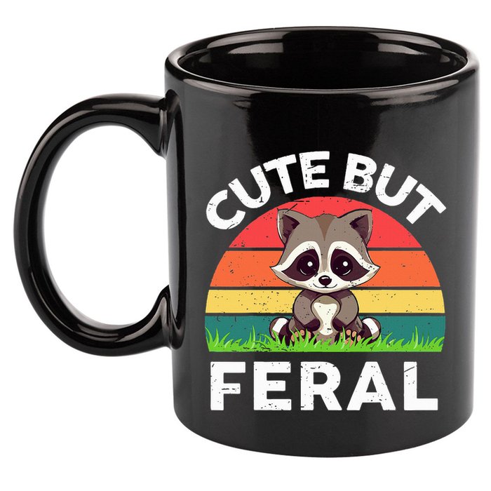 Funny Cute But Feral Raccoon 11oz C Handle Ceramic Mug