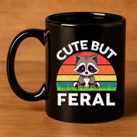 Funny Cute But Feral Raccoon 11oz C Handle Ceramic Mug