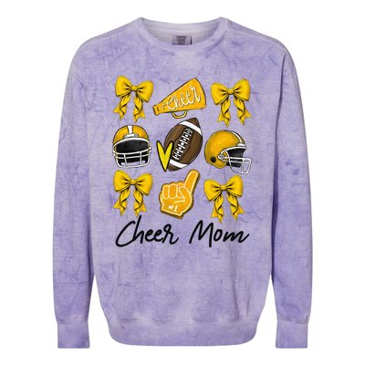 Football Coquette Bow Cheer Mom Yellow Gift Colorblast Crewneck Sweatshirt