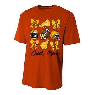 Football Coquette Bow Cheer Mom Yellow Gift Performance Sprint T-Shirt