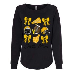 Football Coquette Bow Cheer Mom Yellow Gift Womens California Wash Sweatshirt