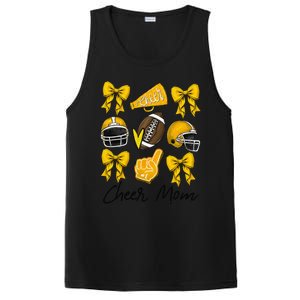 Football Coquette Bow Cheer Mom Yellow Gift PosiCharge Competitor Tank