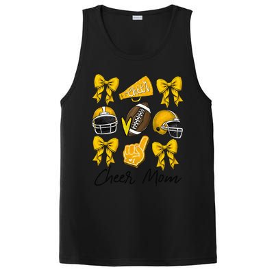 Football Coquette Bow Cheer Mom Yellow Gift PosiCharge Competitor Tank