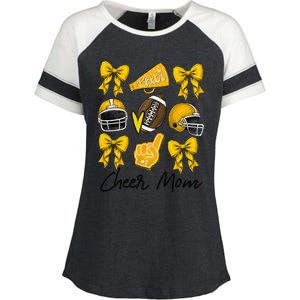 Football Coquette Bow Cheer Mom Yellow Gift Enza Ladies Jersey Colorblock Tee