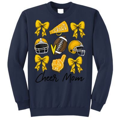 Football Coquette Bow Cheer Mom Yellow Gift Sweatshirt