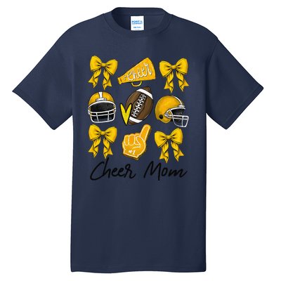 Football Coquette Bow Cheer Mom Yellow Gift Tall T-Shirt