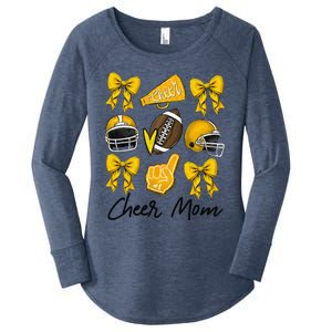 Football Coquette Bow Cheer Mom Yellow Gift Women's Perfect Tri Tunic Long Sleeve Shirt