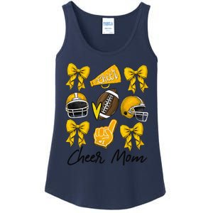 Football Coquette Bow Cheer Mom Yellow Gift Ladies Essential Tank