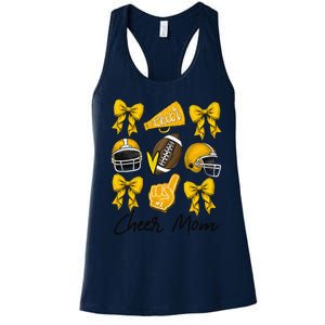 Football Coquette Bow Cheer Mom Yellow Gift Women's Racerback Tank