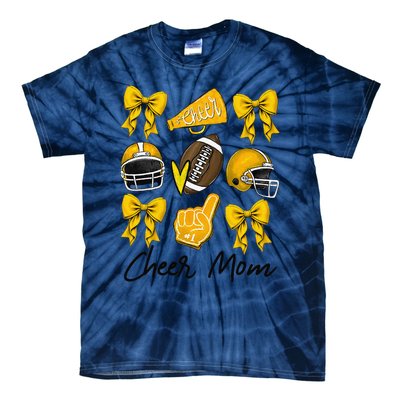 Football Coquette Bow Cheer Mom Yellow Gift Tie-Dye T-Shirt