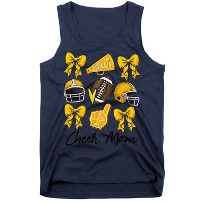 Football Coquette Bow Cheer Mom Yellow Gift Tank Top