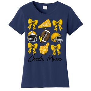 Football Coquette Bow Cheer Mom Yellow Gift Women's T-Shirt