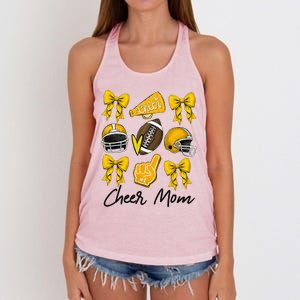 Football Coquette Bow Cheer Mom Yellow Gift Women's Knotted Racerback Tank