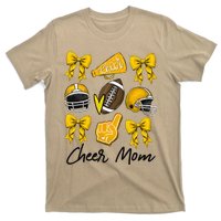 Football Coquette Bow Cheer Mom Yellow Gift T-Shirt