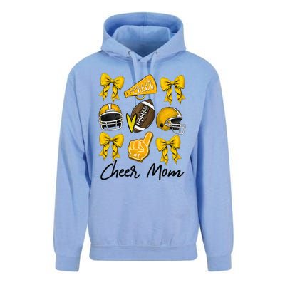 Football Coquette Bow Cheer Mom Yellow Gift Unisex Surf Hoodie