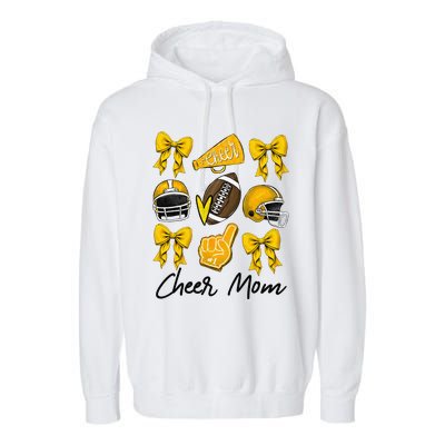 Football Coquette Bow Cheer Mom Yellow Gift Garment-Dyed Fleece Hoodie