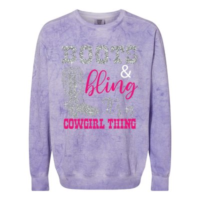 Funny Cowgirl Boots Bling Gift Cute Love Country Life Cool Gift Colorblast Crewneck Sweatshirt