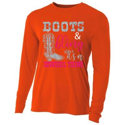 Funny Cowgirl Boots Bling Gift Cute Love Country Life Cool Gift Cooling Performance Long Sleeve Crew