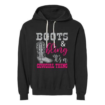 Funny Cowgirl Boots Bling Gift Cute Love Country Life Cool Gift Garment-Dyed Fleece Hoodie