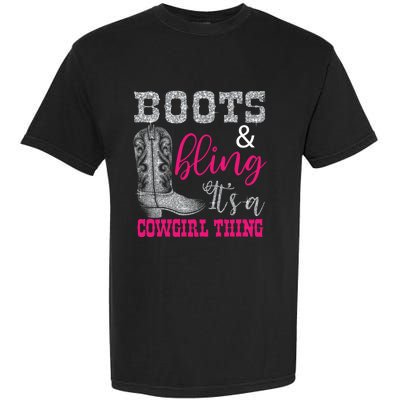 Funny Cowgirl Boots Bling Gift Cute Love Country Life Cool Gift Garment-Dyed Heavyweight T-Shirt