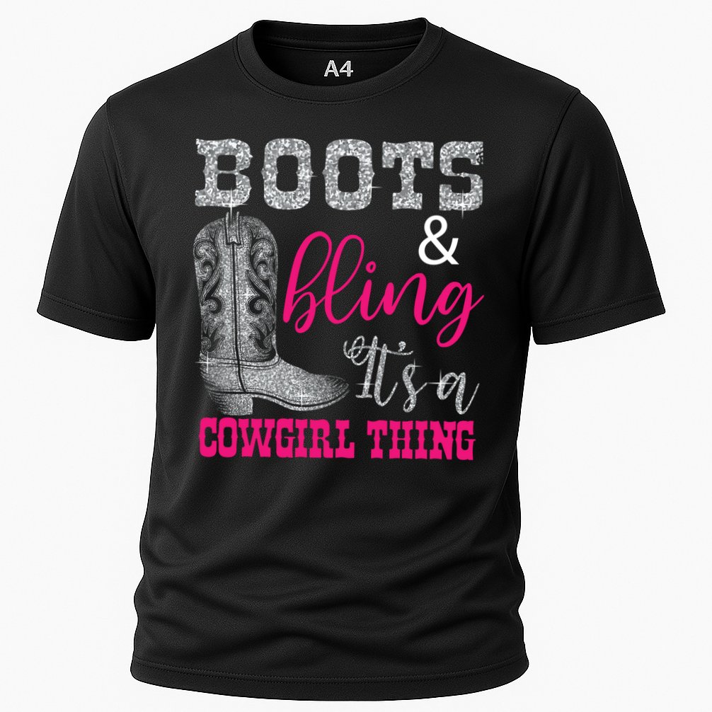 Funny Cowgirl Boots Bling Gift Cute Love Country Life Cool Gift Cooling Performance Crew T-Shirt