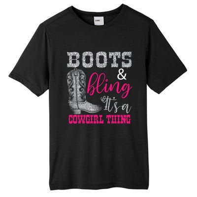 Funny Cowgirl Boots Bling Gift Cute Love Country Life Cool Gift Tall Fusion ChromaSoft Performance T-Shirt