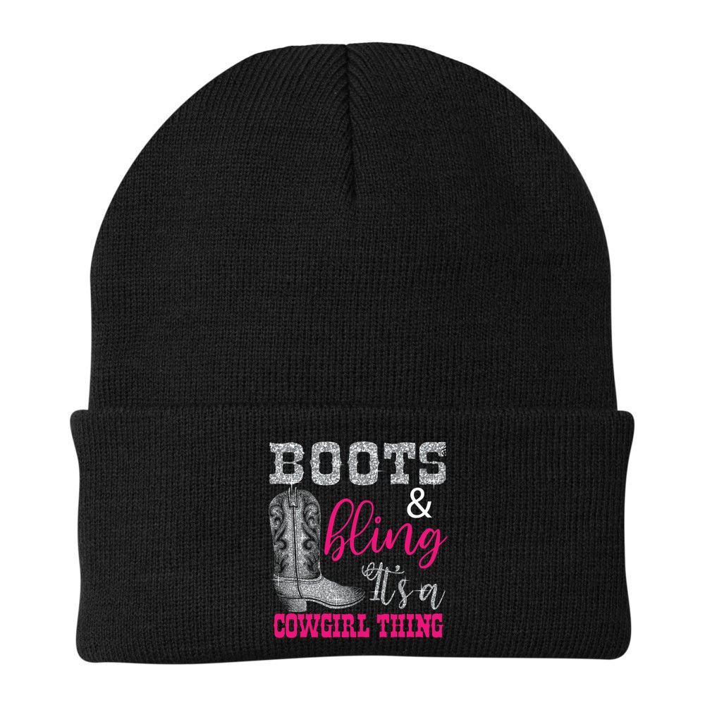 Funny Cowgirl Boots Bling Gift Cute Love Country Life Cool Gift Beanie
