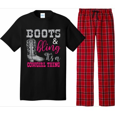 Funny Cowgirl Boots Bling Gift Cute Love Country Life Cool Gift Pajama Set