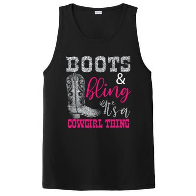 Funny Cowgirl Boots Bling Gift Cute Love Country Life Cool Gift PosiCharge Competitor Tank