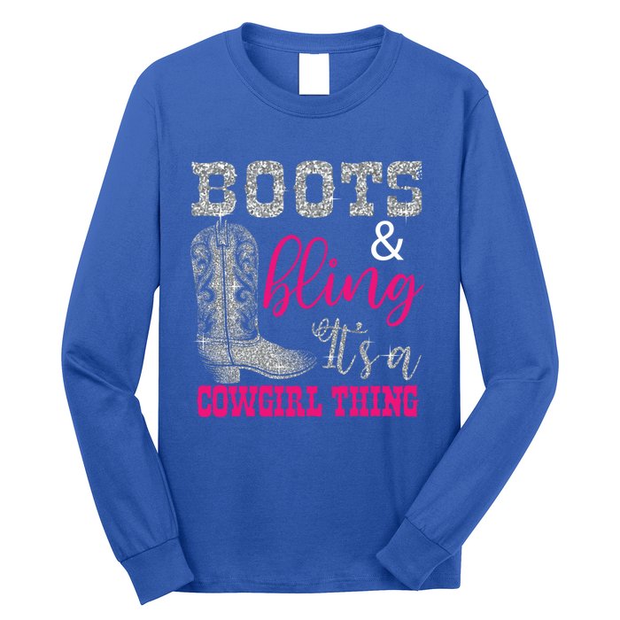 Funny Cowgirl Boots Bling Gift Cute Love Country Life Cool Gift Long Sleeve Shirt