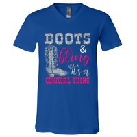 Funny Cowgirl Boots Bling Gift Cute Love Country Life Cool Gift V-Neck T-Shirt