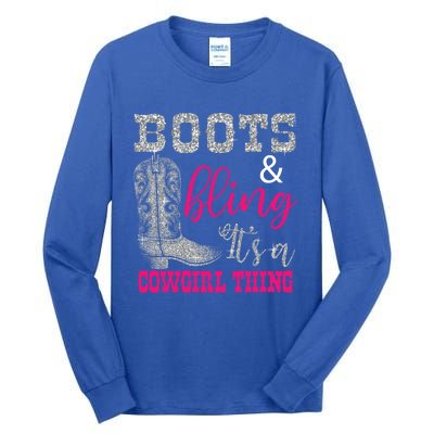 Funny Cowgirl Boots Bling Gift Cute Love Country Life Cool Gift Tall Long Sleeve T-Shirt